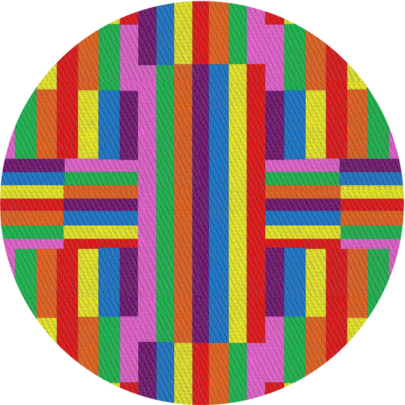 Rouge/vert/bleu Tapis décoratif, Rond 4 pi
