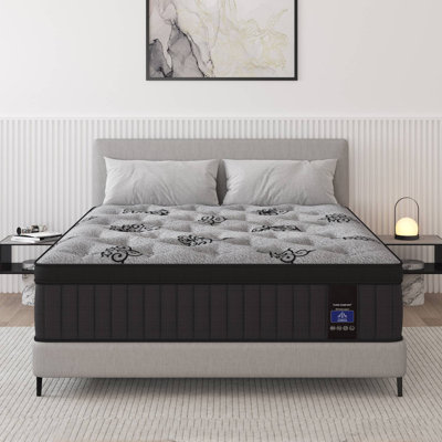9'' Hybrid Mattress in a Box, Medium Firm Cooling Gel Memory Foam Mattress with Individually Pocket Springs, Pressure Relief & Motion Isolation