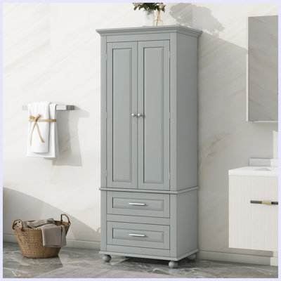 Grande armoire de rangement moderne avec deux tiroirs pour la salle de bain