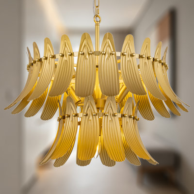 Lustre 5 lumières à feuilles dorées à intensité variable