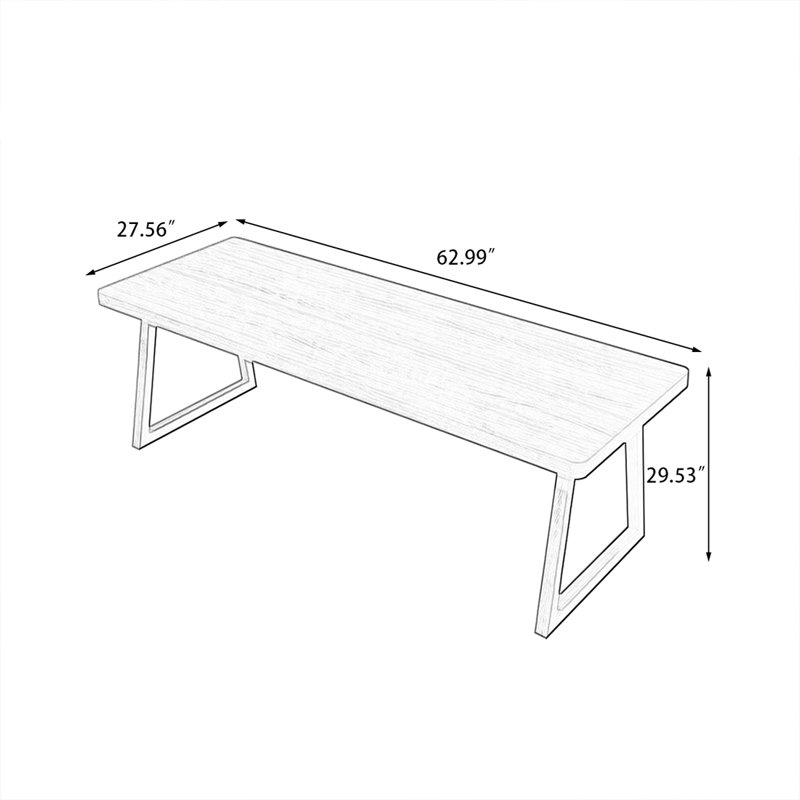 Nut-brown Rectangular Solid Wood desk, 29.53" H x 62.99" W x 27.56" D