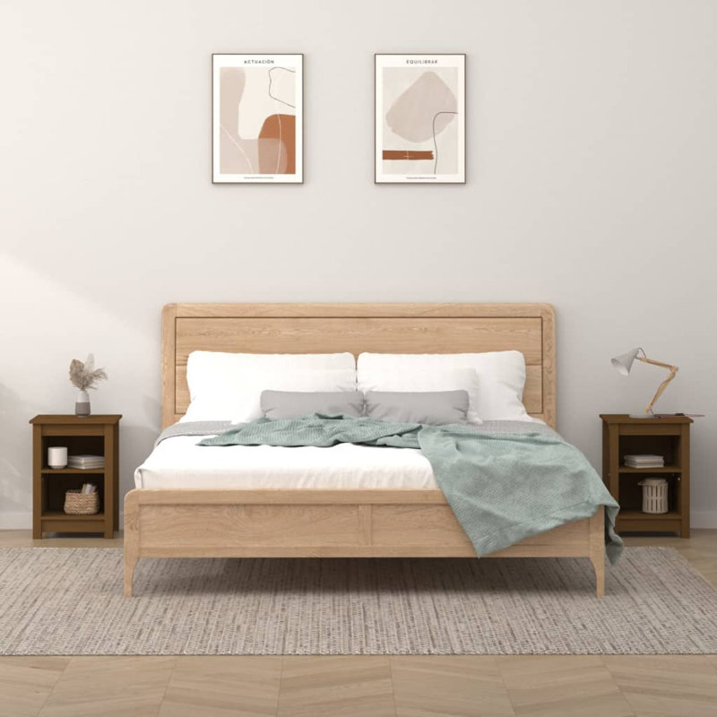 Brayden Studio Bedside Cabinets 2 Pcs 40X35x55 Cm Solid Wood Pine, Light Brown, Set of 2