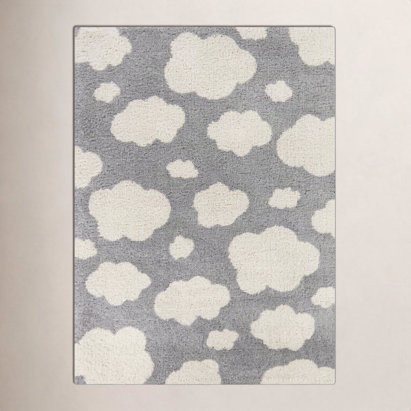 Primland Cloud Shag Area Rug, Rectangle 5'3" x 7', Light Gray