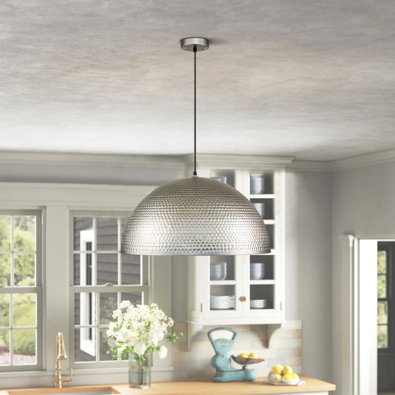 Aire 1 - Light Dome Pendant for Kitchen Island, Silver, 8.3" H x 15.7" W x 15.7" D