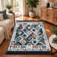 Tapis Bigghome, motifs turcs traditionnels réversibles 3 x 5 lavables à la machine - bleu et noir-117320624