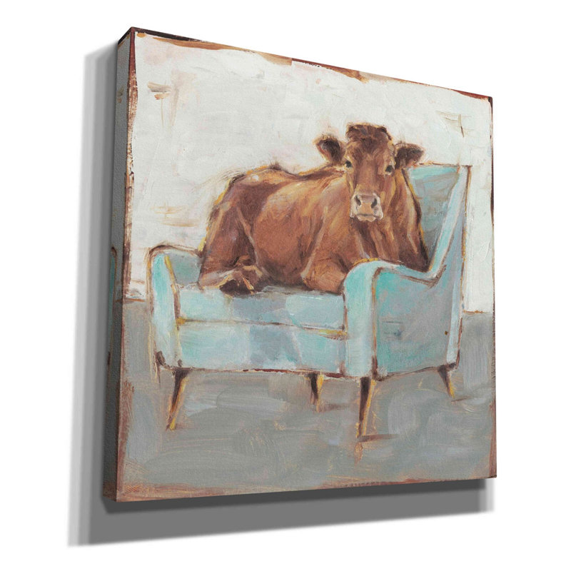 «Moo-ving In IV» par Ethan Harper, art mural sur toile, H 18 po x l 18 po x P 0,5 po