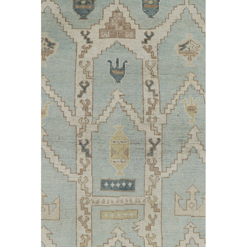 Burano Hand Knotted Wool Geometric Area Rug, Rectangle 4' x 5'