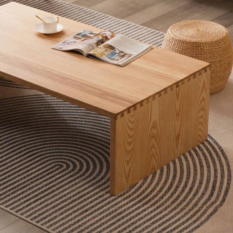 Burlywood Solid Wood Rectangular Coffee Table