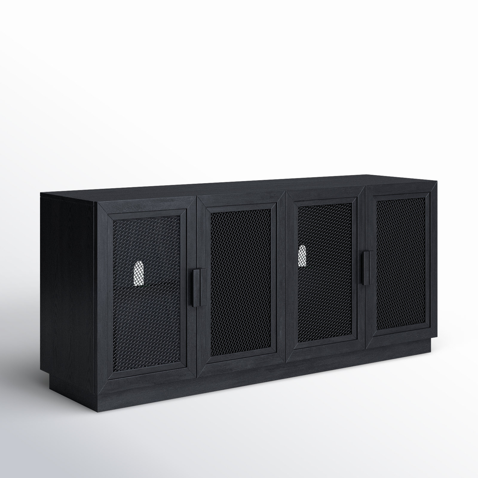 Hermione 72" Glass TV Stand, Black