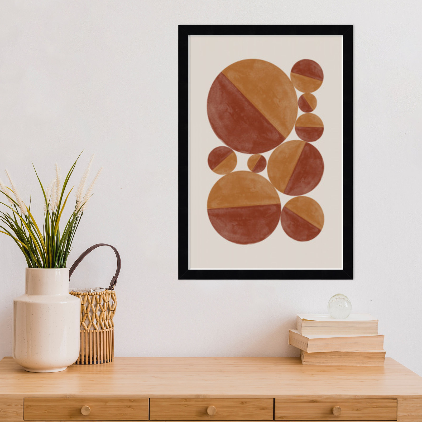 Paley "Burnt Orange Bols" Print, 21" H x 15" W, Black