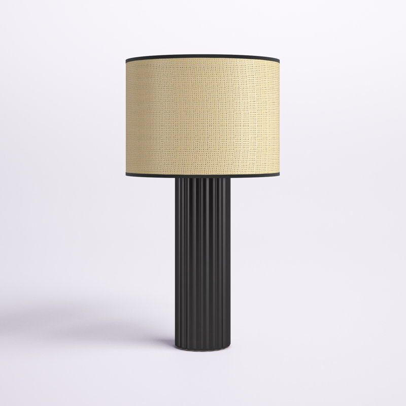 Aldreth Ceramic Table Lamp, Black Ribbed, 24" H x 13" W x 13" D