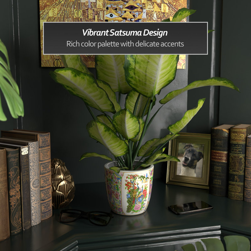 Satsuma Ceramic Planter, 6" H x 6.50" W x 6.50" D