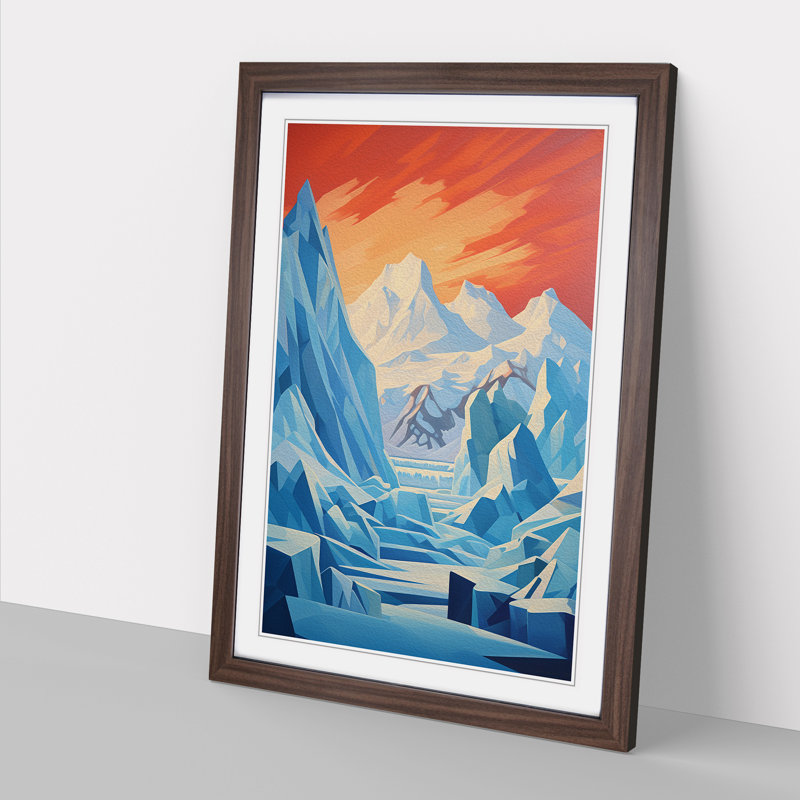 Glacier Constructivism - Framed Print, Walnut, 64cm H x 46cm W x 2cm D