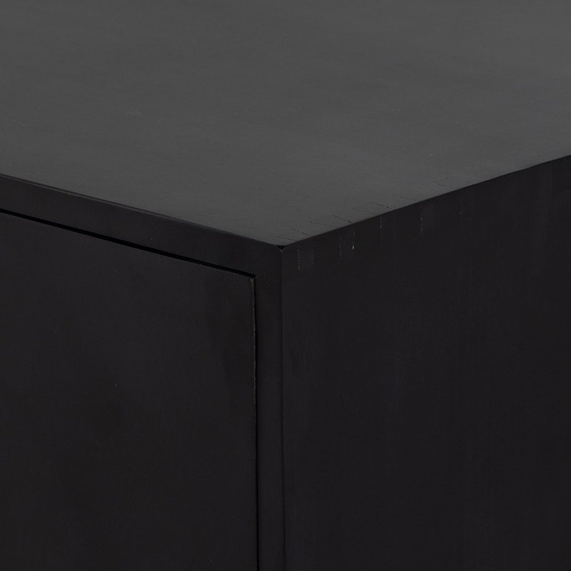 Isador Solid Wood Bar Cabinet, Black