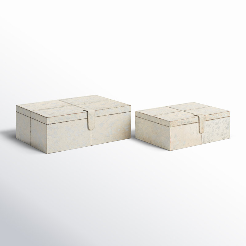 Silver Handmade Rectangular Wooden Lidded Box Set