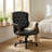 Ergonomic Leather Desk Chair Vintage Wingback Design 7.6Inch Thick Cushion 350LBS Capacity Swivel Work Chair-129238992-129238993