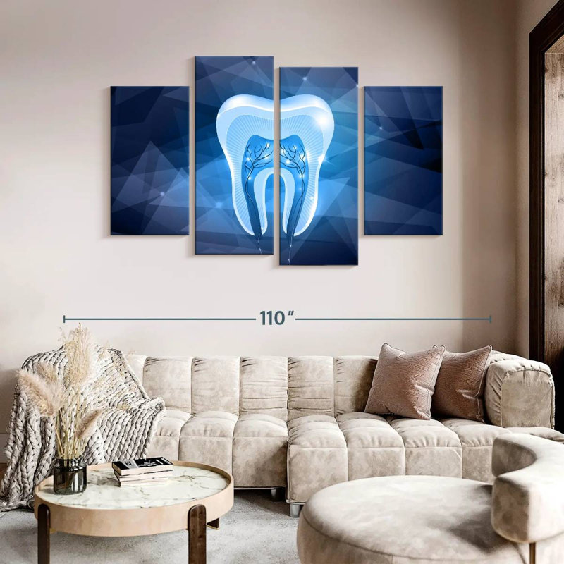 " Geometric Tooth " 4 - Pieces, 54" H x 84" W x 1.25" D