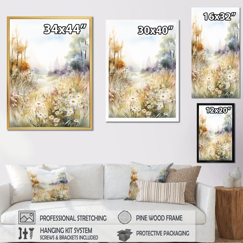 «Meadow Scenery Minimalisme Serenity III», reproduction, Toile tendue, H 32 po x l 24 po x P 1 po