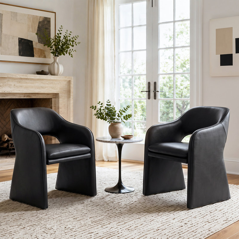 Fauteuil rembourré en similicuir, Black