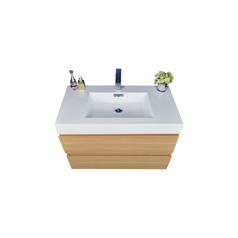 Comptoir de meuble-lavabo simple de 35,5 po avec lavabo blanc