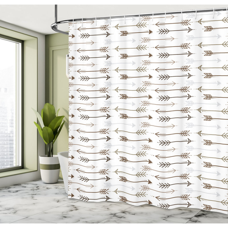 Shower Curtain with Hooks Included, 75" H x 69" W, Taupe Brown/Gray