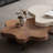 Maville 3 Piece Modern Cloud-Shaped Irregular Wood Nesting Coffee Table Set, Mid-Century Living Room Center Table in Creamy White and Walnut for Living Room Lounge Office