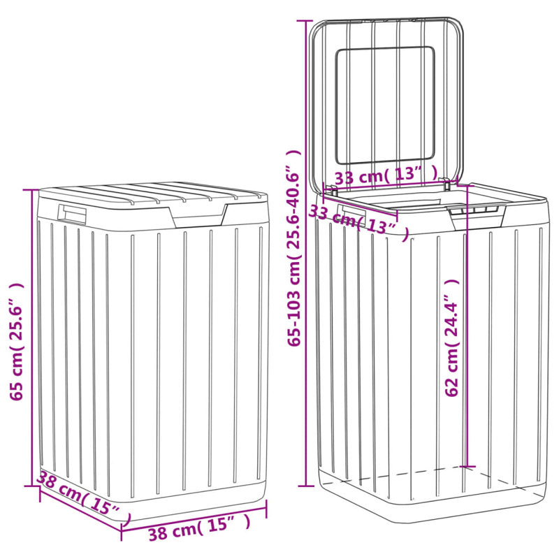 Vidaxl Outdoor Garbage Bin 15"X15"X25.6" PP, Anthracite