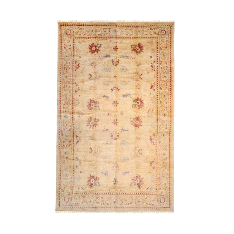 Beige Hand Knotted Wool Area Rug