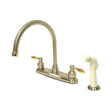 Victorian Hot & Cold Water Dispenser with Side Spray, Brushed Nickel/ Polished Brass