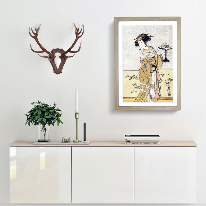 Nakamura Tomijuro by Katsukawa Shunsho - Picture Frame Painting Print, Oak Framed, 65cm H x 48cm W x 2cm D