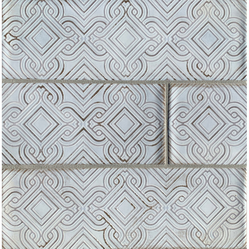 Paris 4" x 12" Patterned Subway Tile, Blue