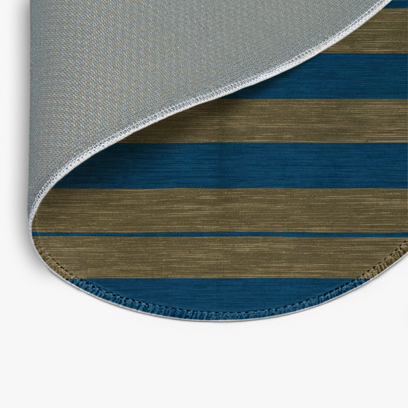 Tapis intérieur / extérieur bleu HorizontalStripes, Rond 5 pi