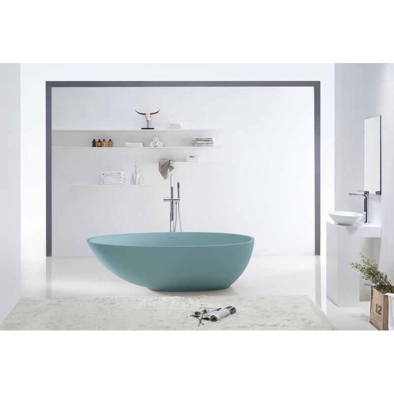 59'' x 33'' Freestanding Soaking Solid Surface Bathtub