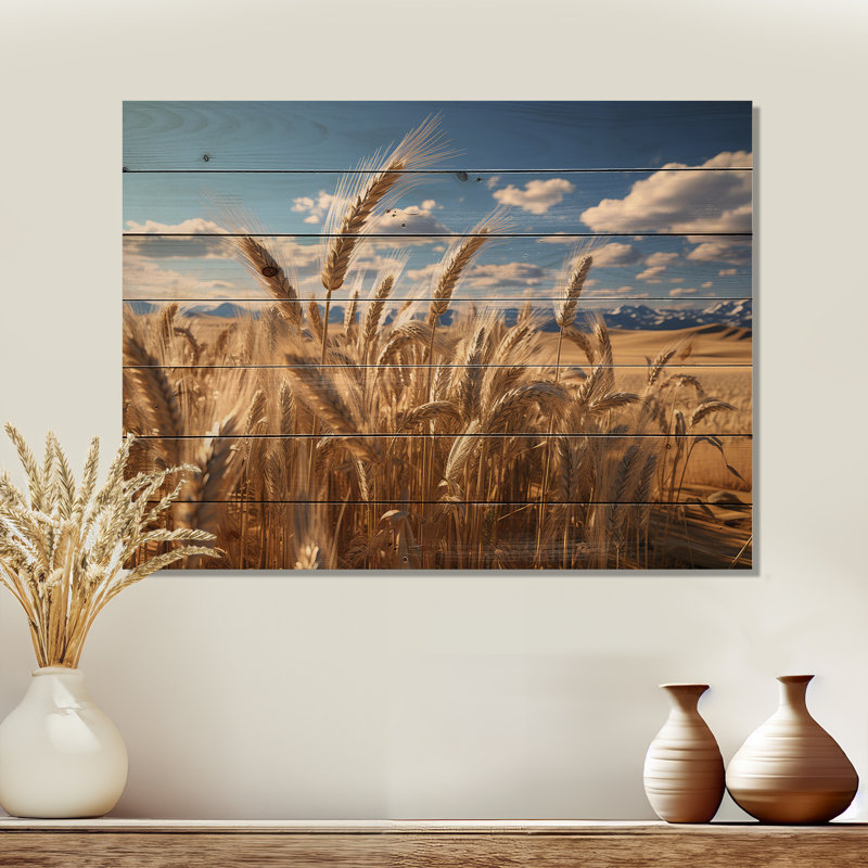Golden Harvest Meadow Horizon I - Meadow On Wood Print, 24" H x 32" W x 0.78" D