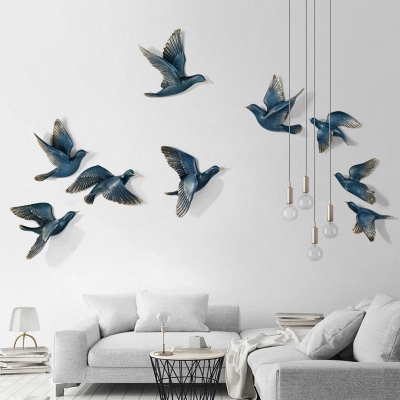 Five-Piece 3D Floating Bird, Flying Birds Wall Decor set, Nebula