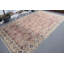 Tapis turc rétro Oushak rose pour décoration de salon et cuisine - motif antique tissé à la main