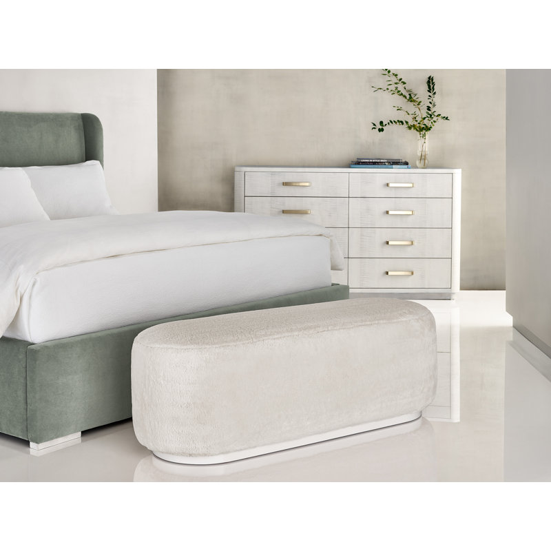 Banc rembourré 54 po en tissu crème Bunny