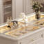 Vitrine à bijoux 39,37 po beige avec compartiments de rangement de style tiroir-1242140381