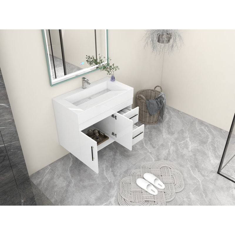 Ensemble de meuble-lavabo simple 36 po, Blanc ultrabrillant