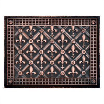 Fleur De Lis 12 in. x 16 in. Hand Painted Metal Decorative Accent