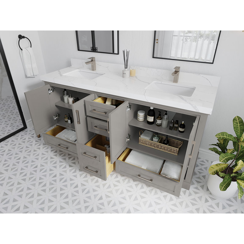 Ensemble de meuble-lavabo double 72 po Esin, Calacatta Laza