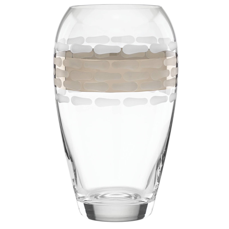 Michael Wainwright Platinum Glass Table Vase with Carved Details