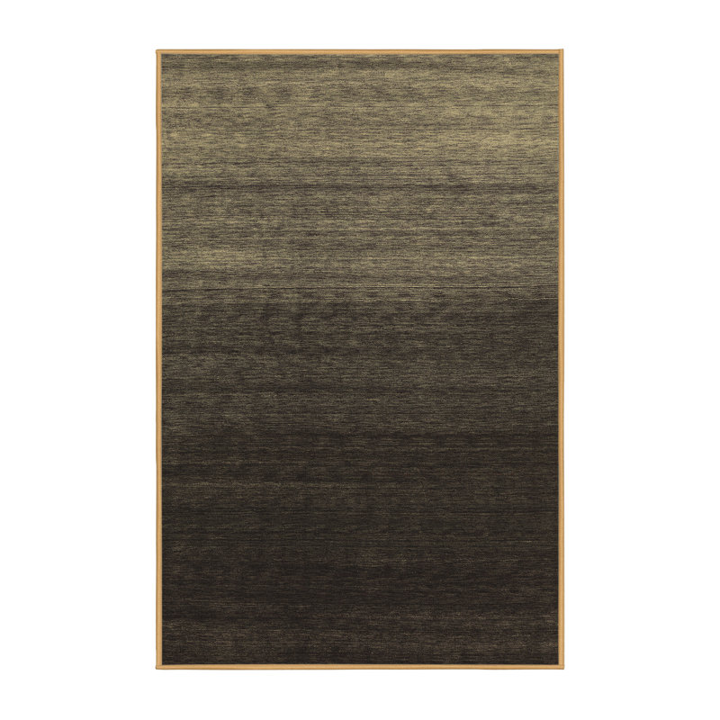 Tapis gris / noir en laine et polyester à tissage machine abstrait, Rectangle 2 pi x 3 pi