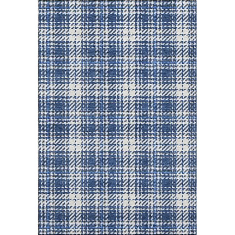 Premium Machine Washable Lyndhurst AMF993 Plaid Rug