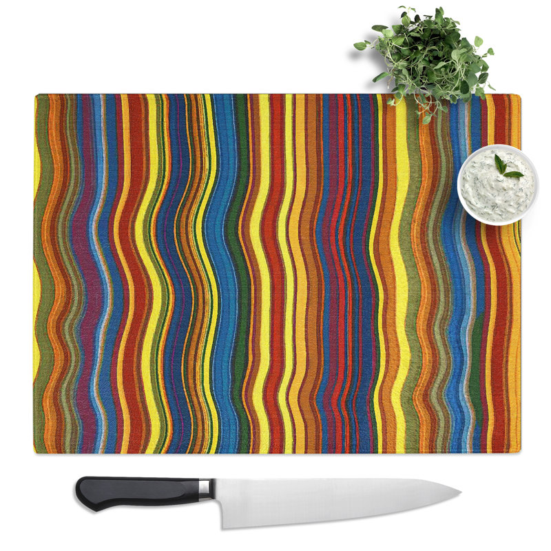 Wave Stripes  Glass Chopping Board