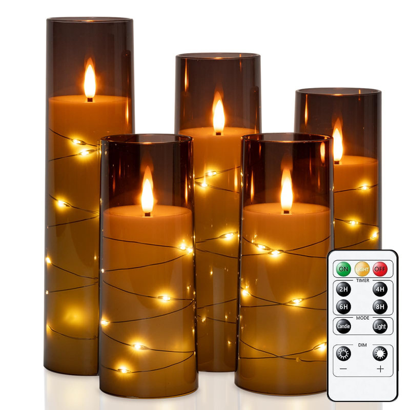 Unscented Flameless Pillar Candle with Acrylic Holder