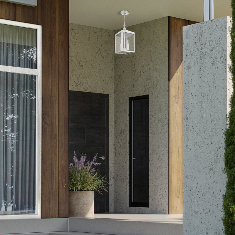 Lanterne suspendue d'extérieur à 3 lumières Inniss, Nickel brossé, H 18,5 po x l 8,25 po x P 8,25 po
