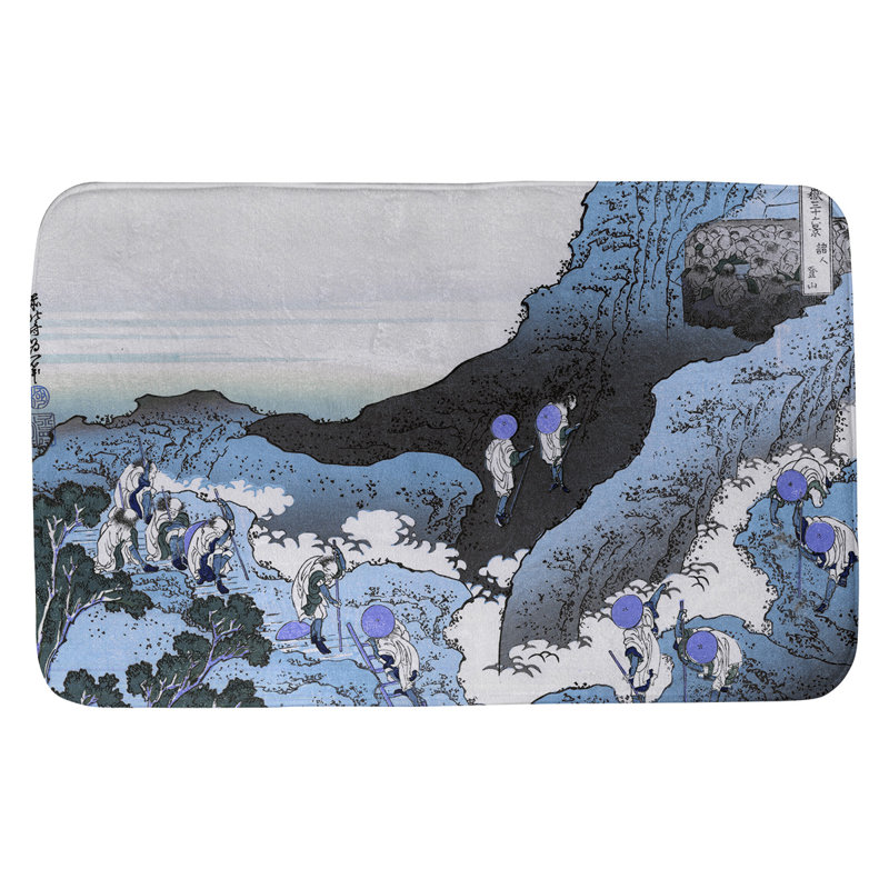 Tapis pour salle de bain à l’escalade mt. fuji Clair, l 21 po x L 34 po, Bleu