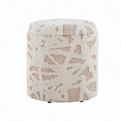 18" Storage Ottoman Acro Wool with High Pile Textured Design