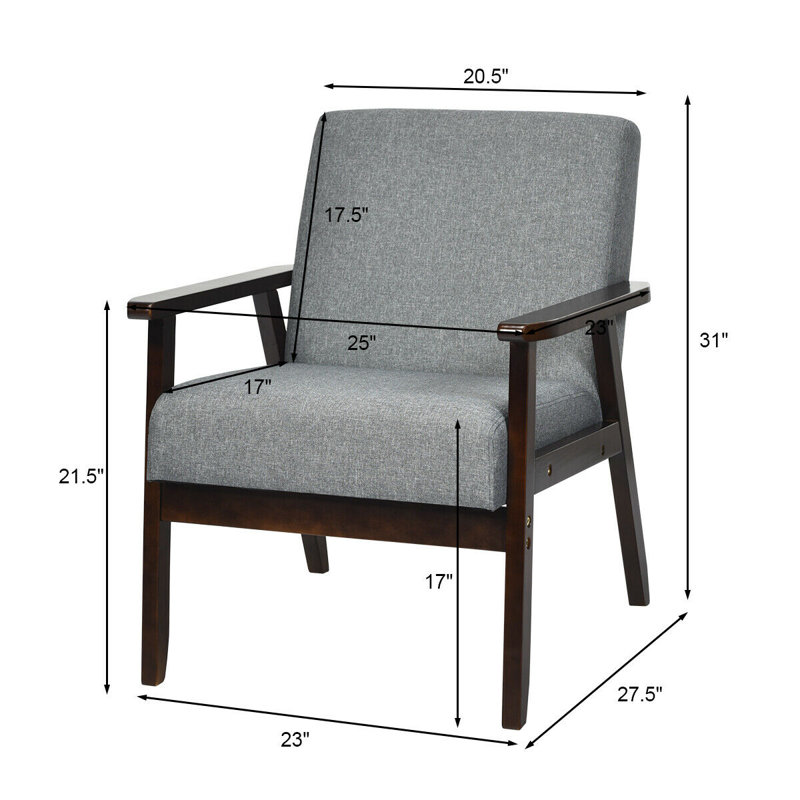 Fauteuil en lin l 23 po Janyce, Lin gris foncé